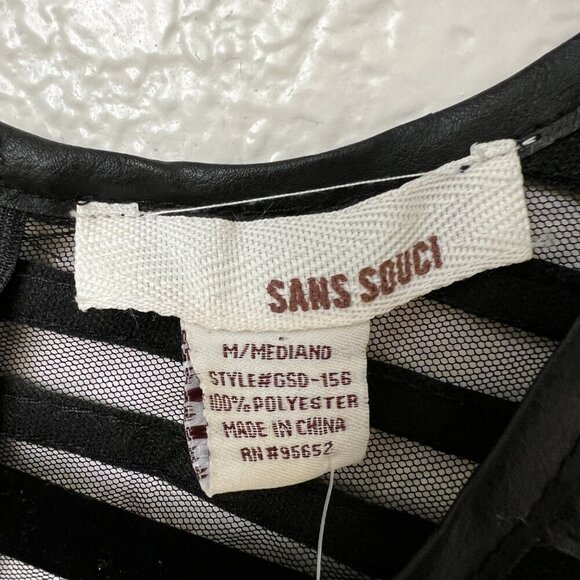 Sans Souci Sleeveless Fit Flare Faux Leather & Mesh Dress Cocktail‎ Small NWT - Picture 3 of 11